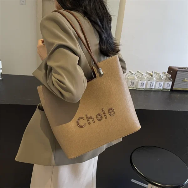 2025 Bold Typography Tote Bag, Color Blocking Crossbody & Top Handle Spacious Casual Bag for Women - Image 2