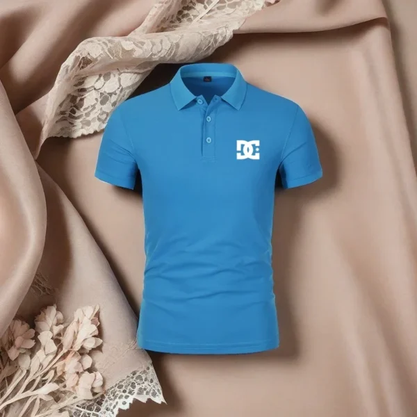 Summer New Men Casual Sports Solid Color Polo Shirt Trendy Brand Printed T-shirt Top Simple Fashion Collar Business Work Clothes - zinifashion 200000343 - Image 3