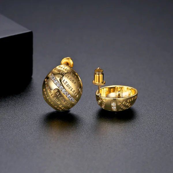 LUOTEEMI 2023 New Arrival Gold Color Big Oval Stud Earring for Women Fashion Trendy Sentence Unique Girl Party Charm Accessories - zinifashion 36 - Image 5