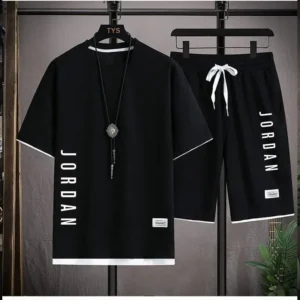 Stylish casual T-shirt + Shorts set Men's sports set Loose comfortable low Run 2025 men's summer Waffle suit .