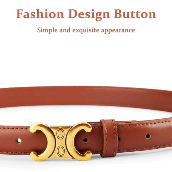 2PCS Fashion Women Genuine Leather Belts High Quality Gold Buckle Best Matching Dress Jeans Belts for women - zinifashion 200000297 - Image 2