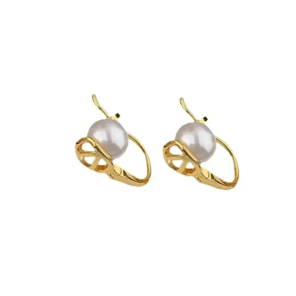 Fashionable Luxury Pearl Embellished Letter Earrings Commuting Style Oval Stone Pendant Pearl Letter Earring Brass Material Earr - zinifashion 36 - Image 4
