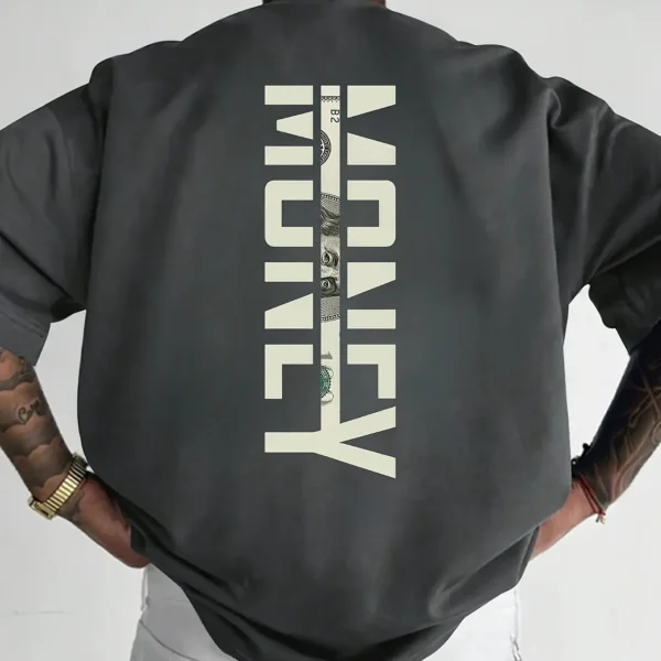 A men's short-sleeved t-shirt printed with English pattern fashionable casual crew neck top spring and summer outdoor men's .