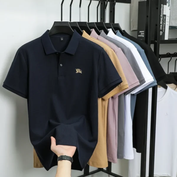 100% pure cotton fashionable men's short sleeve polo shirt 2025 summer golf casual top high-end brand embroidered design Tshirt - zinifashion 200000343 - Image 6