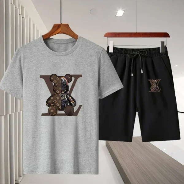 New 2025 summer leisure men's sports suit Outdoor hiking jogging men's short sleeve breathable T-shirt + shorts two-piece set - zinifashion 200000343 - Image 3