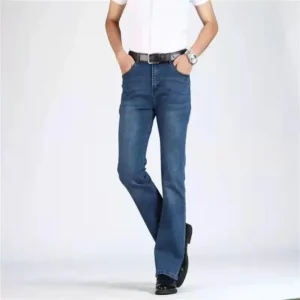 New Loose Fit Denim Bell Bottom Pants For Men Casual Wide Leg Jeans Ideal For Spring Autumn