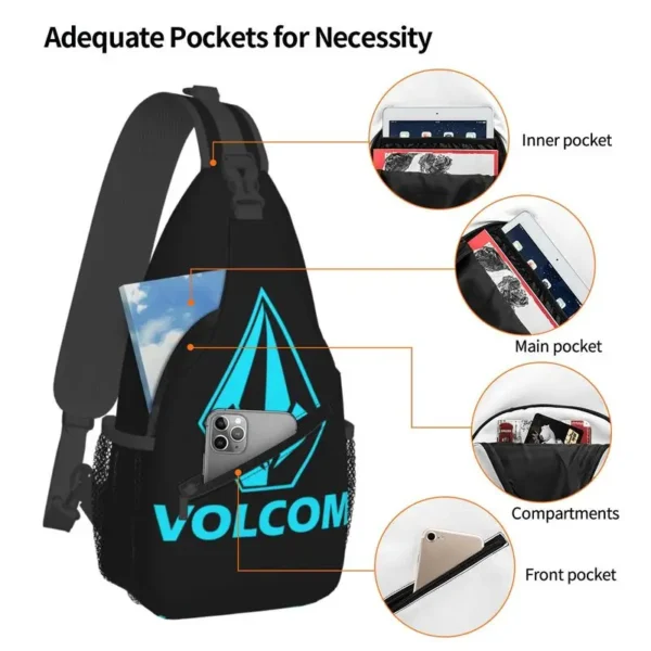 Custom Volcoms Logo Sling Chest Bag Customized Shoulder Crossbody Backpack for Men Traveling Daypack - Image 4