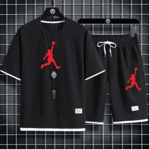 2024 Summer Breathable T-Shirt Men's Waffle Sets Casual Shorts Set Male Suit Solid Color Tracksuit Loose Joggers Suits - zinifashion 200000343