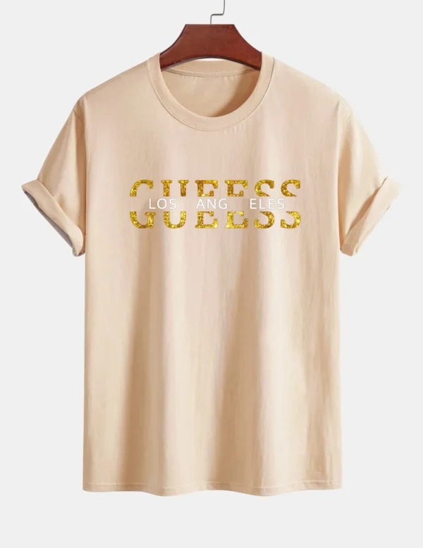 Women's T-shirt 100% pure cotton summer casual loose fashion GUESS Los Angeles letter printed round neck short sleeved T-shirt - Image 6