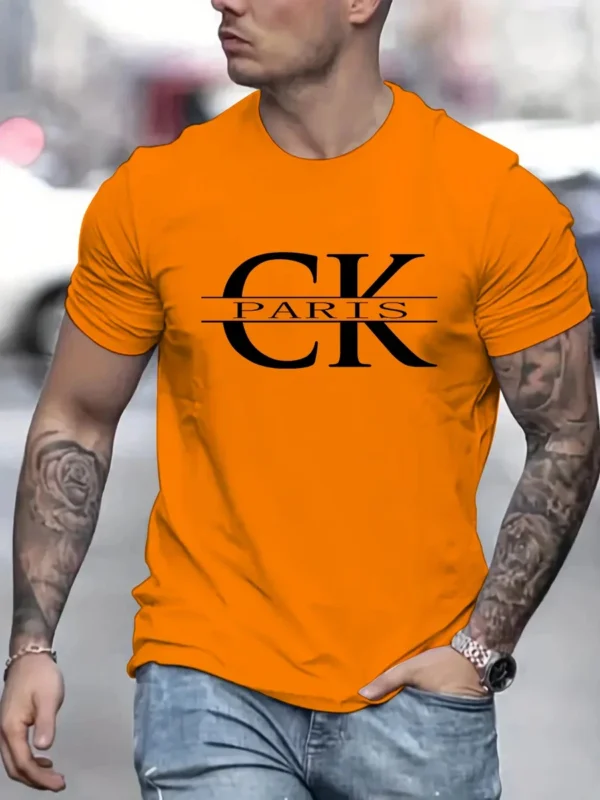 Summer new monogram print, men's retro casual cotton street casual fashion short-sleeved top. - Image 6