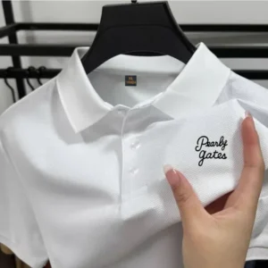 2025 Summer New Men's Hollow Short-sleeved Polo Printed T-Shirt Breathable Business Fashion T-Shirt Male Brand Clothes