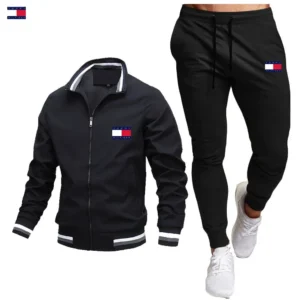 Men's Casual Stand Collar Jacket Pants Set Coach Style Spring Autumn New Arrival Comfortable Breathable Fashionable Clothing