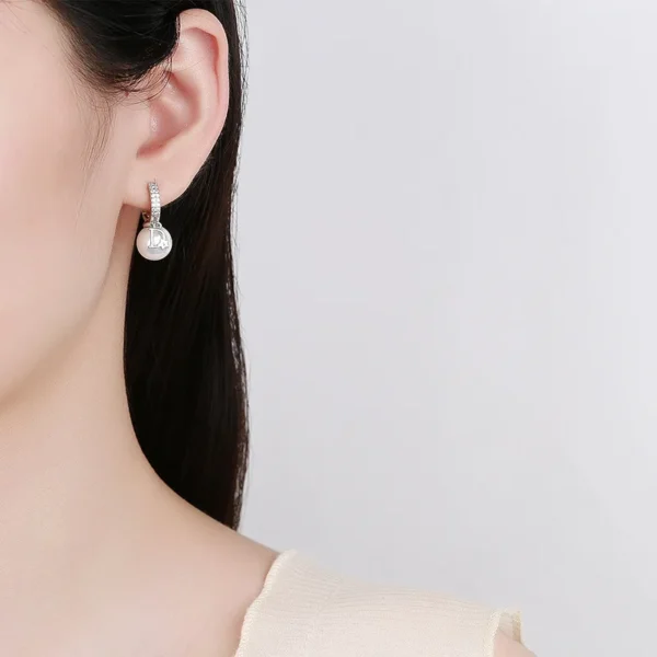 ZAKOL Korean Fashion Pearl Drop Earrings for Women Luxury Elegant Shiny Zircon D-letter Charm Hoop Earring Wedding Jewelry - zinifashion 36 - Image 4