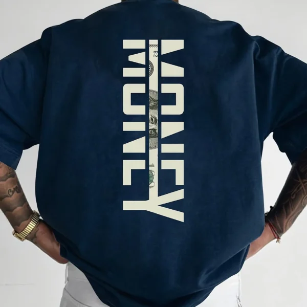 A men's short-sleeved t-shirt printed with English pattern fashionable casual crew neck top spring and summer outdoor men's . - Image 5