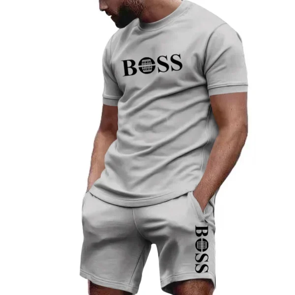 Men's two-piece sportswear, short sleeved T-shirt and pants set, running and fitness sportswear, summer 2024, big discount, 2024 - Image 4