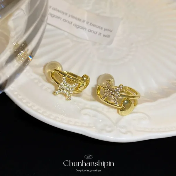 Luxurious retro C-shaped heart-shaped earrings fashionable and exquisite luxurious ear clip accessories jewelry gifts - Image 6