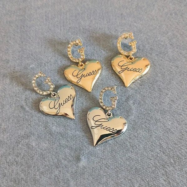 1 Pair Trendy Heart Metal Drop Earrings For Women Girls Korean Style Big Love Heart Letter G Studs Earring Fashion Jewelry - zinifashion 36 - Image 4