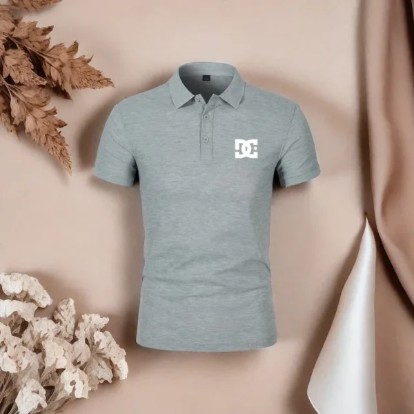Summer New Men Casual Sports Solid Color Polo Shirt Trendy Brand Printed T-shirt Top Simple Fashion Collar Business Work Clothes - zinifashion 200000343 - Image 4