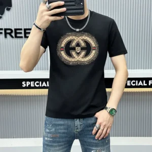 Men's Short Sleeve T-shirt Trendy Letter Embroidery Designer T Shirt Casual Slims Round Neck Sleeve Printed T-Shirt Graphic Tee