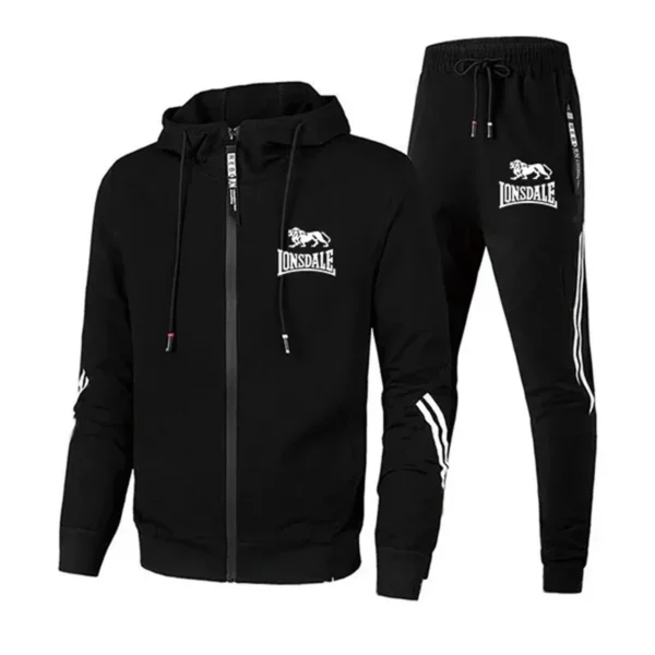 Mens Tracksuit Printing Zipper Hooded Sweatshirt+Slim Sweatpants Set Simplicity Casual Jogging Clothing Fashion Jacket Coat Suit - zinifashion 200000343 - Image 2
