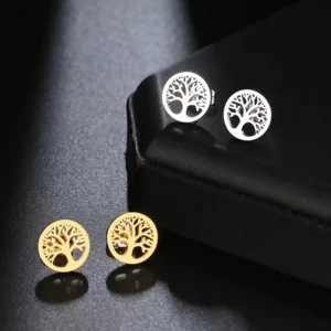 Stainless steel earrings, vintage wealth tree, fashionable earrings, classic and minimalist women's earrings - zinifashion 36