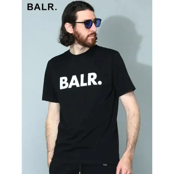 BALR. Brand letter-printed crew neck summer short-sleeved cotton loose and breathable T-shirt large size men's casual style top . - Image 3