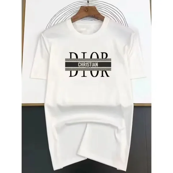 2025 Summer Men's Pattern Letter Printing Breathable Round Neck Short-sleeved T-shirt Casual Comfortable Loose Men and Women . - Image 2