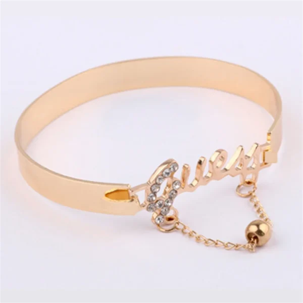 Women's Metal Bracelet Letter Design Chain Tassel Alloy Band Crystal Charm Hot Selling Jewelry Fashion Jewelry - zinifashion 36 - Image 3