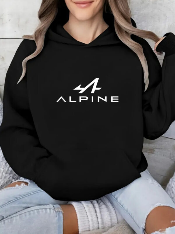 1pc Alpine Graphic Hoodie for Women, Casual Long Sleeve Pullover with Kangaroo Pocket, 100% Polyester Knit Fabric, Slight Stretch, All-Season Hooded Top - Image 3