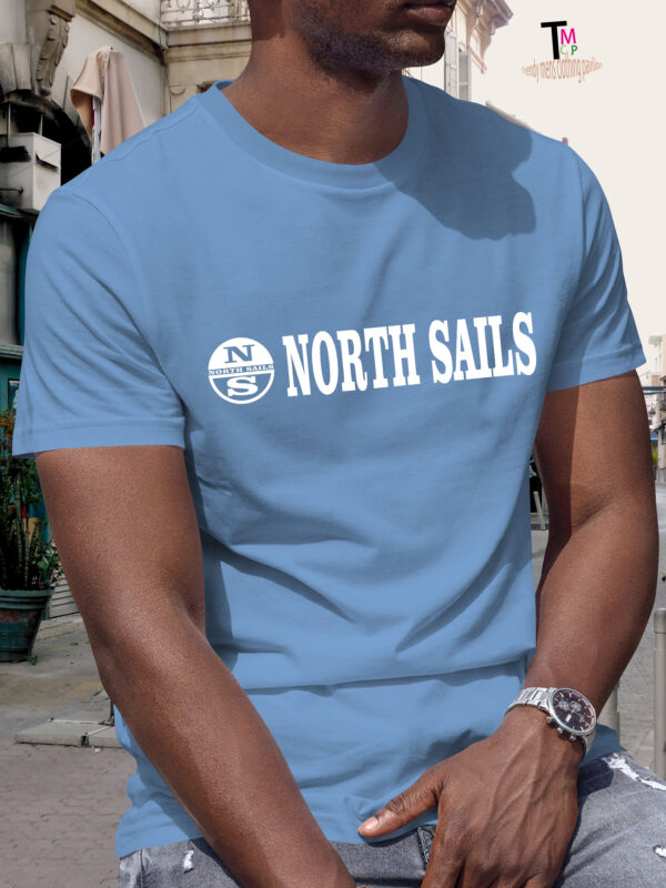Men'S "NORTH SAILS" Graphic T-Shirt - Casual Crew Neck, Short Sleeve, Summer Fashion Top with Sailing Ship Design, Dark Color, Lightweight Polyester Blend for Casual Attire - Image 3