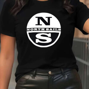 Women'S North Sails Graphic Tee - Sleek Black Casual Short Sleeve T-Shirt, High Stretch Fabric, Crew Neck, Summer Casual Attire, Everyday Comfort | Logo Printed Top | Polyester