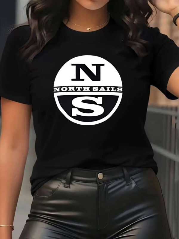 Women'S North Sails Graphic Tee - Sleek Black Casual Short Sleeve T-Shirt, High Stretch Fabric, Crew Neck, Summer Casual Attire, Everyday Comfort | Logo Printed Top | Polyester