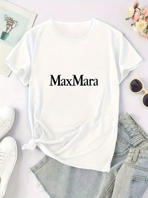 MAXMARA Women'S Graphic Print T-Shirt - Soft, Breathable Polyester Blend Short Sleeve Casual Summer Top, Quick-Dry & Easy Care, Round Neck, Perfect for Outdoor Activities & Casual Attire, All-Season Comfort, Versatile Clothing | Round Neck Shirt | Comfortable - Image 5