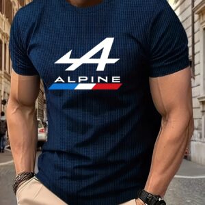 Men'S "4 Alpine" Graphic T-Shirt - Casual Crew Neck, Short Sleeve, Breathable Polyester Blend, Machine Washable, Casual Wear Tee|Casual Style Tee|Stretchy Fabric
