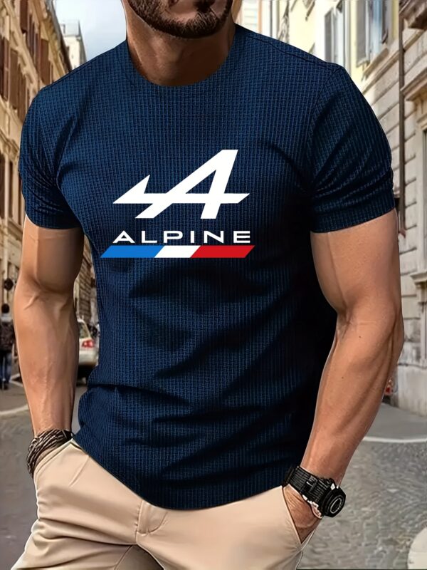 Men'S "4 Alpine" Graphic T-Shirt - Casual Crew Neck, Short Sleeve, Breathable Polyester Blend, Machine Washable, Casual Wear Tee|Casual Style Tee|Stretchy Fabric