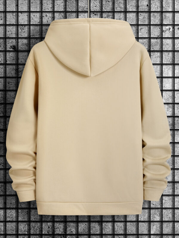 Men's New Stylish Sporty Cell Print Hooded Sweatshirt - Long Sleeve Pullover with Drawstring Hood, Comfortable Polyester Fabric, Casual Fall/Winter Wear, Letter Pattern, Regular Fit, Everyday & Leisure Style - Image 8