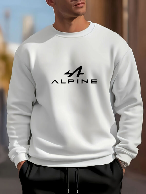 Men's Alpine Logo Casual Short Sleeve T-Shirt - Vibrant Yellow Summer Round Neck Tee, Breathable & Machine Washable for Outdoor Activities - Image 3