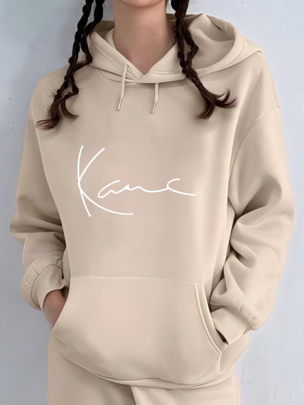 Women's & Men's Sporty Casual Hoodie with "Kane" Signature Print - Soft Beige Pullover for Spring/Fall, Comfortable Unisex Design, Machine Washable, Spring Fall Apparel, Minimalistic Fashion, Relaxed Fit
