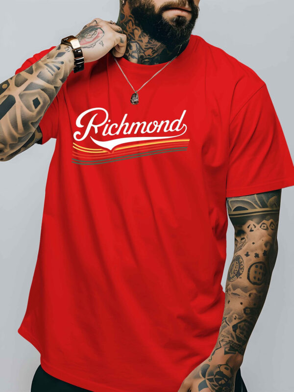 Richmond Men's Red Short-Sleeve T-Shirt - Breathable Polyester Blend, Casual Round Neck, Stylish Summer Top with Virginia Richmond Print, Everyday Tshirt|Round Neck Top|Spandex Comfort