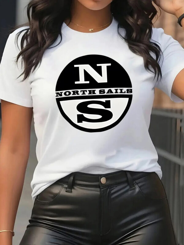 Women'S North Sails Graphic Tee - Sleek Black Casual Short Sleeve T-Shirt, High Stretch Fabric, Crew Neck, Summer Casual Attire, Everyday Comfort | Logo Printed Top | Polyester - Image 2
