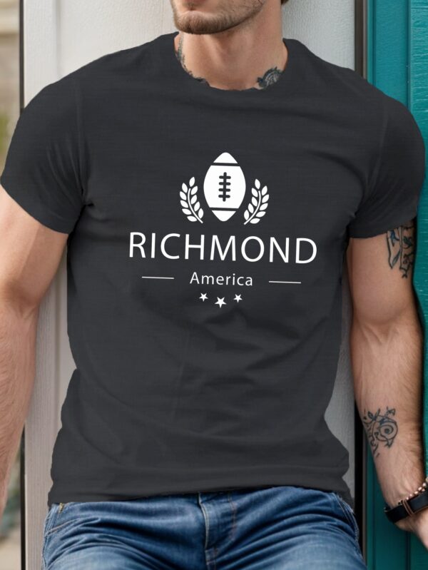 Richmond America Graphic Print Men's Casual Short Sleeve T-Shirt - 100% Polyester, Lightweight Summer Tee with Football Design, Machine Washable, Round Neck, Geometric Pattern, Ideal for Casual Attire, Sports Fan Apparel | Bold Geometric Design | Lightweight Tee - Image 4