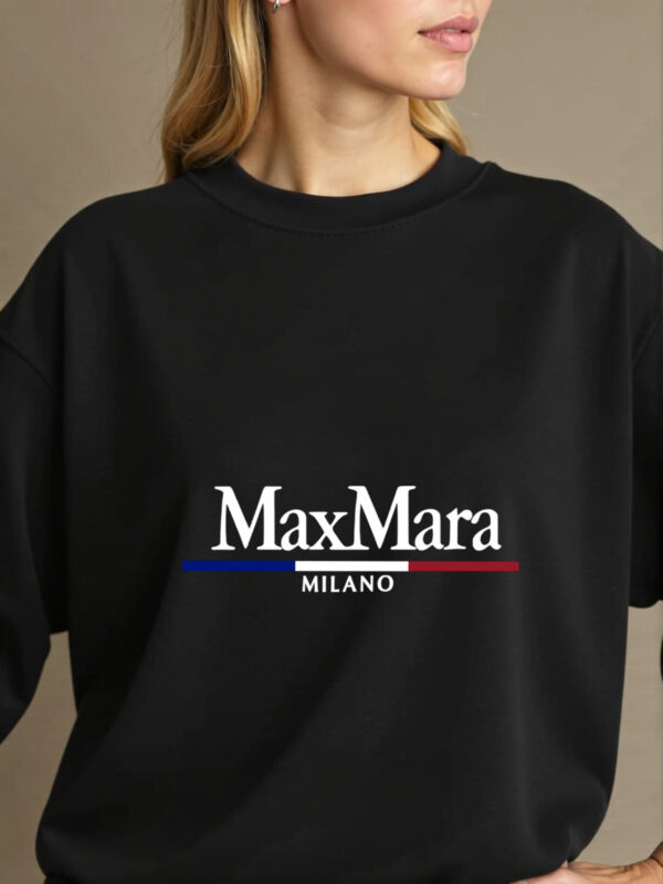 Women'S Max Mara Printed Crew Neck Sweatshirt, Casual Long Sleeve Pullover with "Maxmara" Design, All-Season Comfort, Soft Polyester Blend, Machine Washable, Everyday Comfort Apparel | Trendy Casual Style | Stretchy Fabric - Image 6