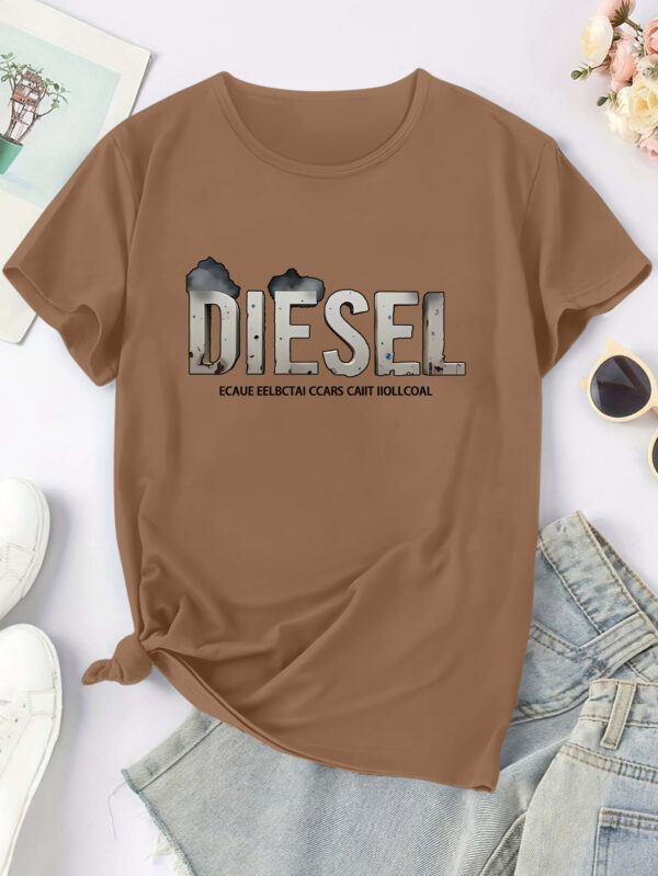 Women'S Diesel Graphic T-Shirt - Casual Crew Neck Short Sleeve Tee with Vintage Fuel Truck Print, Soft Polyester Blend, S-XXL Sizes Available, Diesel T Shirt - Image 5
