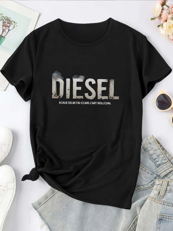 Women'S Diesel Graphic T-Shirt - Casual Crew Neck Short Sleeve Tee with Vintage Fuel Truck Print, Soft Polyester Blend, S-XXL Sizes Available, Diesel T Shirt - Image 7