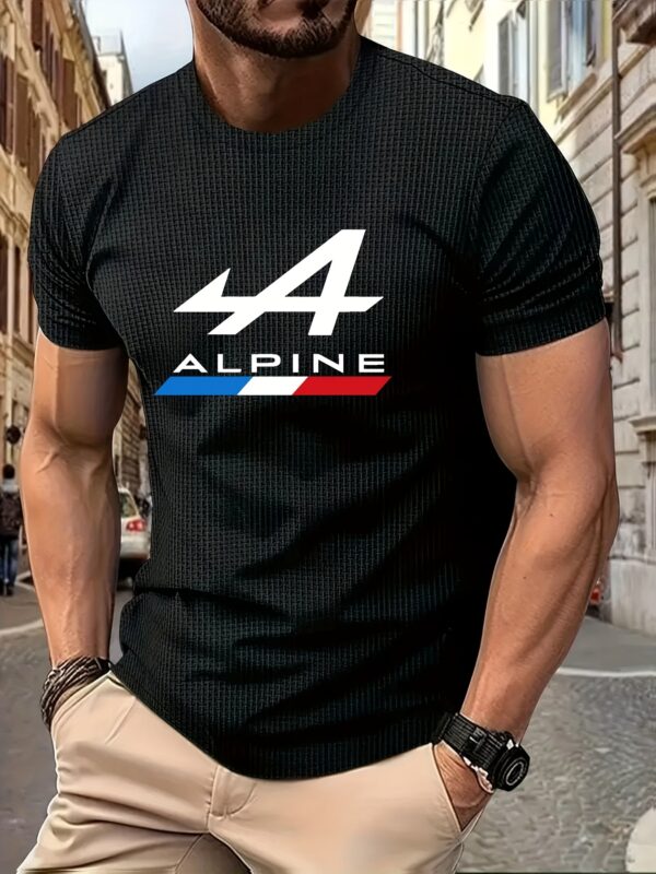 Men'S "4 Alpine" Graphic T-Shirt - Casual Crew Neck, Short Sleeve, Breathable Polyester Blend, Machine Washable, Casual Wear Tee|Casual Style Tee|Stretchy Fabric - Image 2