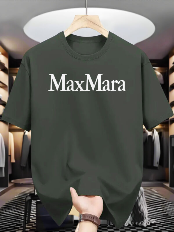 Men's Casual Summer Graphic T-Shirt - Navy Blue Round Neck Short Sleeve Tee with "MAX MARA" Print, Machine Washable, Versatile Fashion Top for Casual Attire, Casual Summer Wear | Trendy Casualwear | Durable Casual Shirt - Image 10