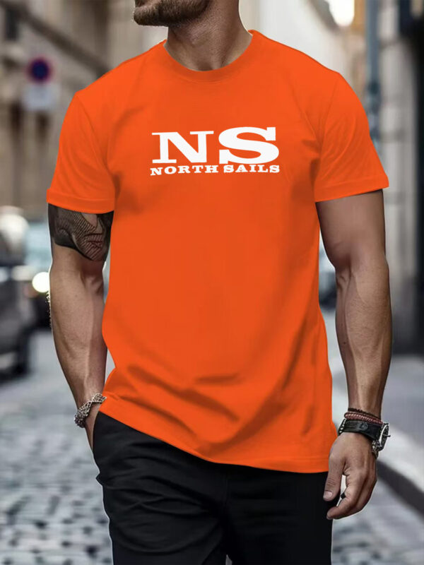 1pc Men'S North Sails Graphic T-Shirt - Breathable Polyester, Casual Crew Neck, Short Sleeve Summer Top with Bold Print Design, Perfect for Casual Attire or Sports, Everyday Tshirt | Trendy Casualwear | Comfortable Fi - Image 4