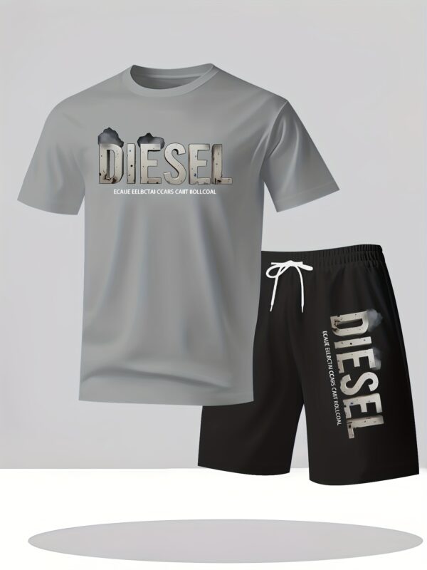Diesel Graphic T-Shirt & Shorts Set - Breathable Polyester, Quick-Dry, Soft & Comfortable for Outdoor Sports, Beach, Travel, Parties - Casual Streetwear with Diesel Logo Design, Beach Attire | Diesel Logo Shirt | Quickdry Fabric, Sweat-Resistant - Image 6