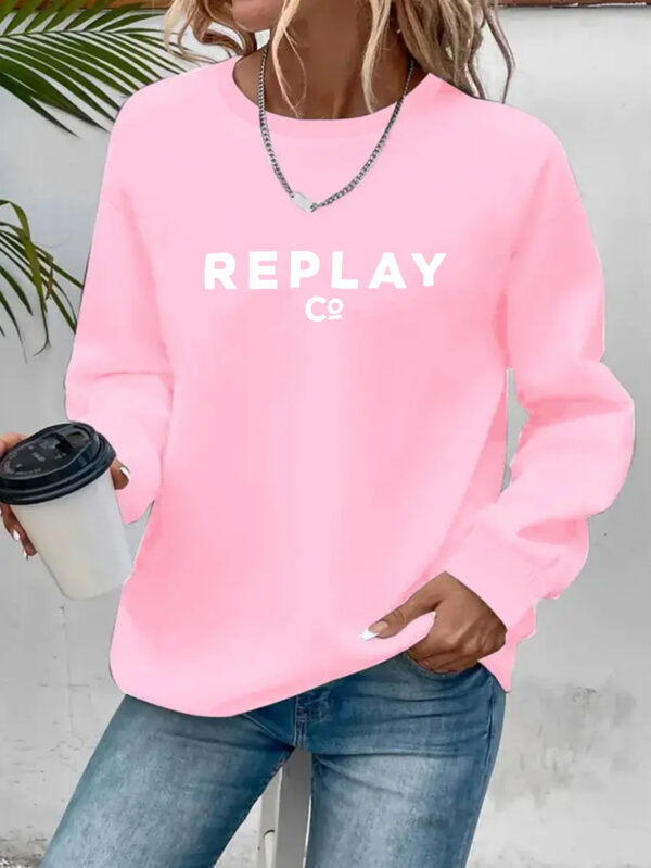 Y2K Women's Casual Long Sleeve Pullover Sweatshirt - Black with White Letter Print, Round Neck, Machine Washable, Autumn Winter Fashion Top, Cute Sweatshirts - Image 6