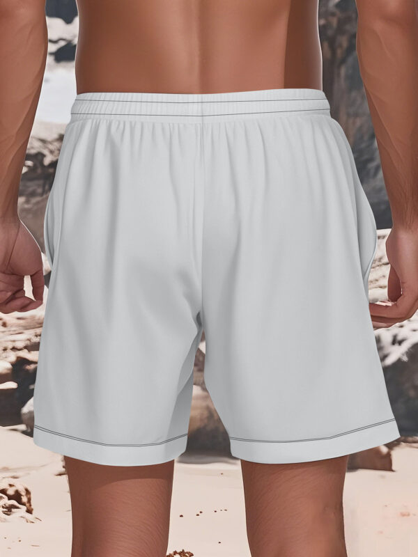 Men'S Summer Casual Shorts with 3D Print "REPLAY" Design - White, Adjustable Drawstring Waist, Non-Stretch Fabric, Perfect for Beach & Weekend Wear, Leisure Shorts | Playful Print Shorts | Comfortable Fit Shorts - Image 4